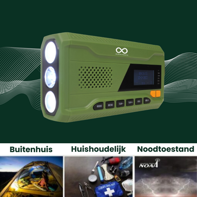 DAB+ Noodradio met Zonnepaneel en Handslinger