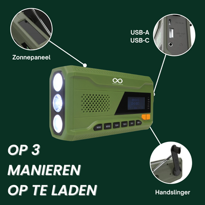 DAB+ Noodradio met Zonnepaneel en Handslinger