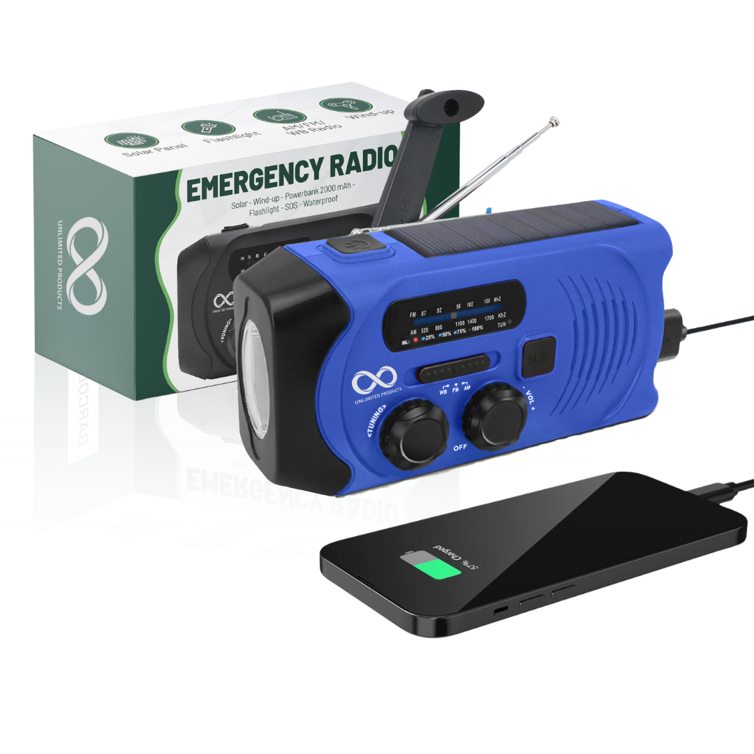 Noodzwengelradio, weerradio op zonne-energie met LED/WB/Am/FM-zaklamp, 2000 Mah, USB-opladen, geschikt voor buitengebruik Noodzwengelradio, weerradio op zonne-energie met LED/WB/Am/FM-zaklamp, 2000 Mah, USB-opladen, geschikt voor buitengebruik