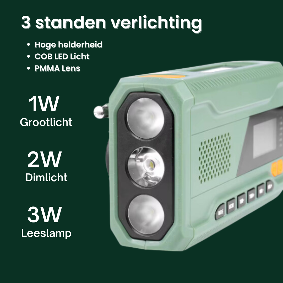 DAB+ Noodradio met Zonnepaneel en Handslinger