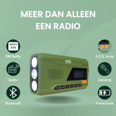 DAB+ Noodradio met Zonnepaneel en Handslinger