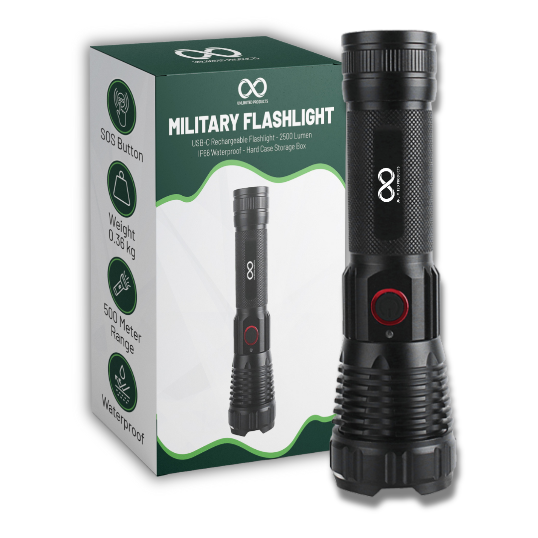 Militaire Zaklamp LED - 2000 Lumen - Waterproof IP-66