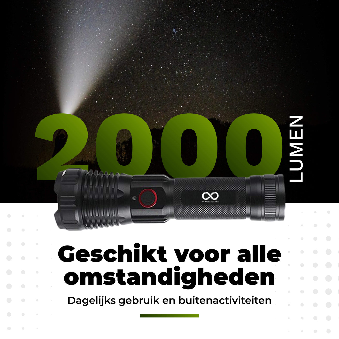 Militaire Zaklamp LED - 2000 Lumen - Waterproof IP-66