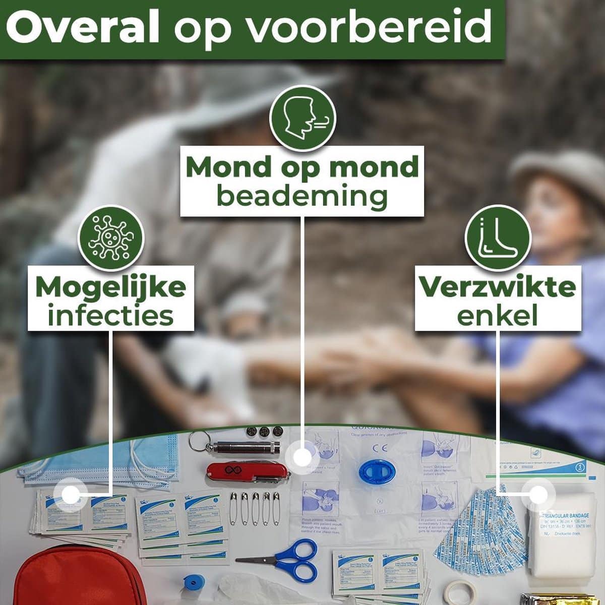 EHBO Kit - Verbanddoos - 66 delig - met extra's